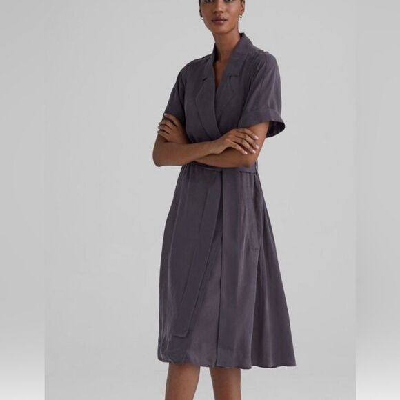 Club Monaco Dresses & Skirts - Club Monaco Satin 100% Cupro Trench Midi Dress Sz 6